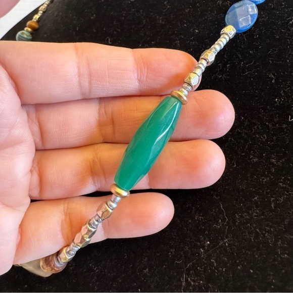 Necklace Art Glass Orange Dragon Vein Agate Beaded Colorful Adjustable Strand - Picture 16 of 16